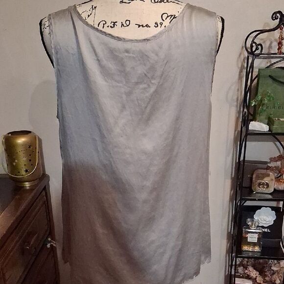 Talbots 100% Silk Gray Sleeveless Women's Top Size 16 - Picture 4 of 6